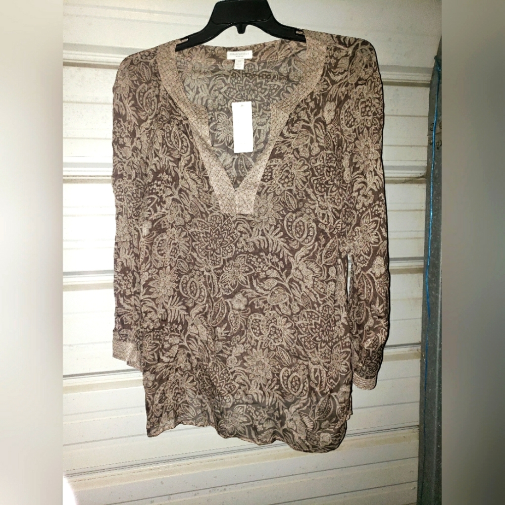 Plus Size 1X 16W Charter Club Silk Blouse top shirt new women's